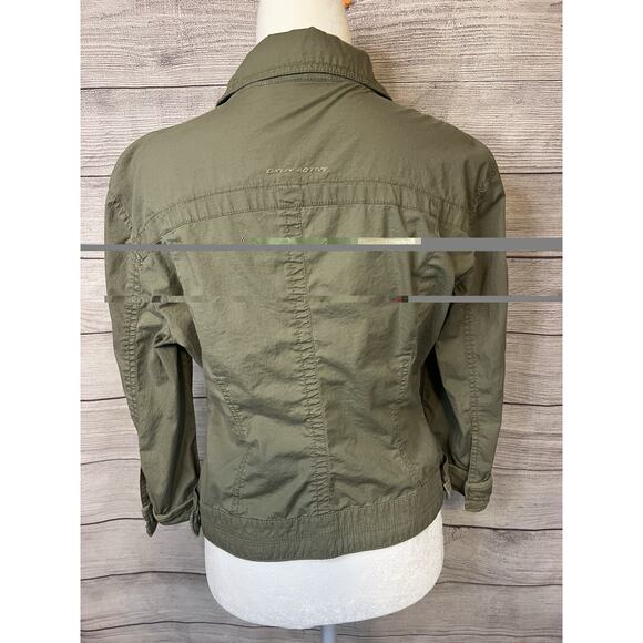 DKNY Active Utility Jacket Women’s Lightweight Zip Button Olive Green Small - Picture 2 of 9